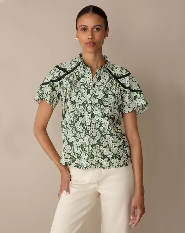 Top in Dark Green Foral made by Draper James