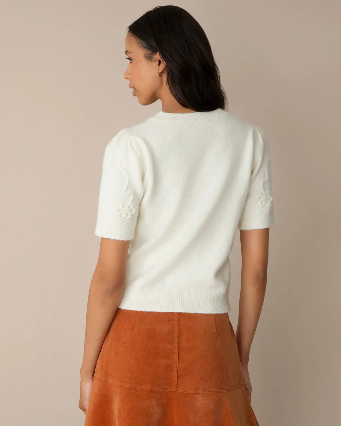 Short-Sleeve Sweater in Ivory sold by Draper James product image thumbnail 4