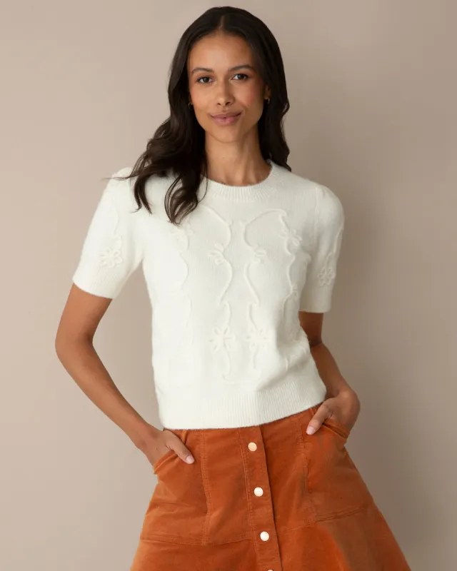 Short-Sleeve Sweater in Ivory made by Draper James