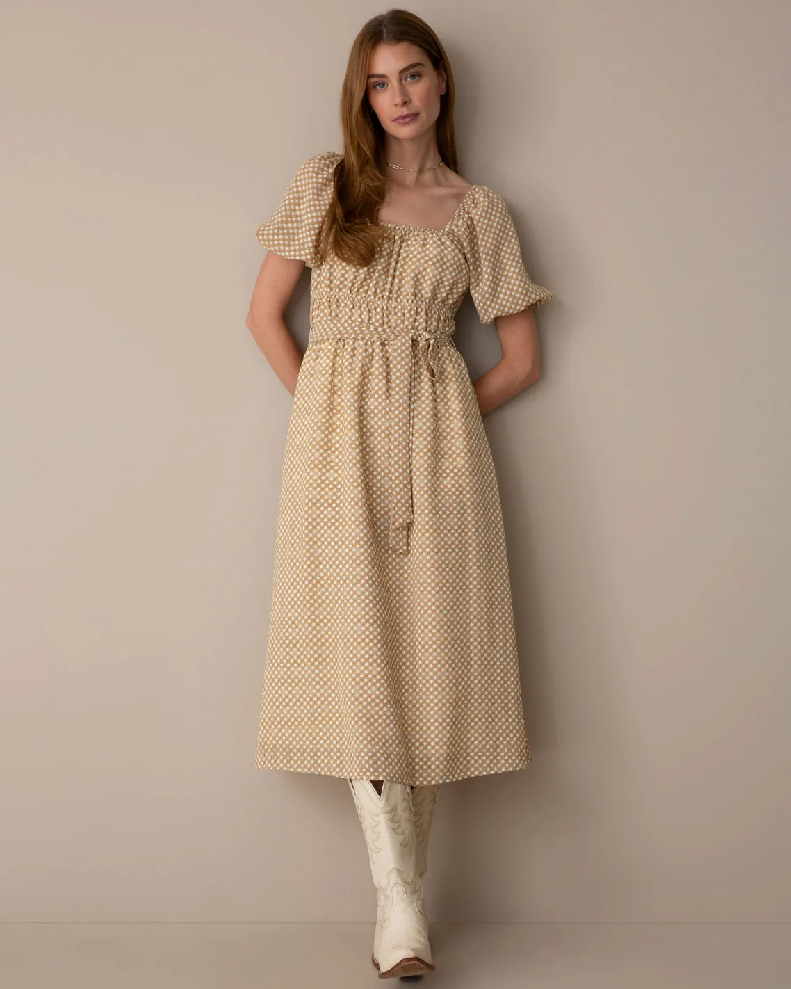 Elouise Midi Dress in Tan/Ivory sold by Draper James product image thumbnail 3