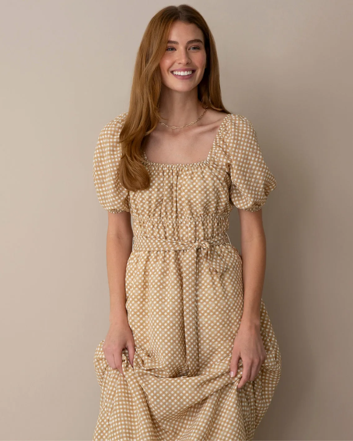Elouise Midi Dress in Tan/Ivory sold by Draper James product image thumbnail 2