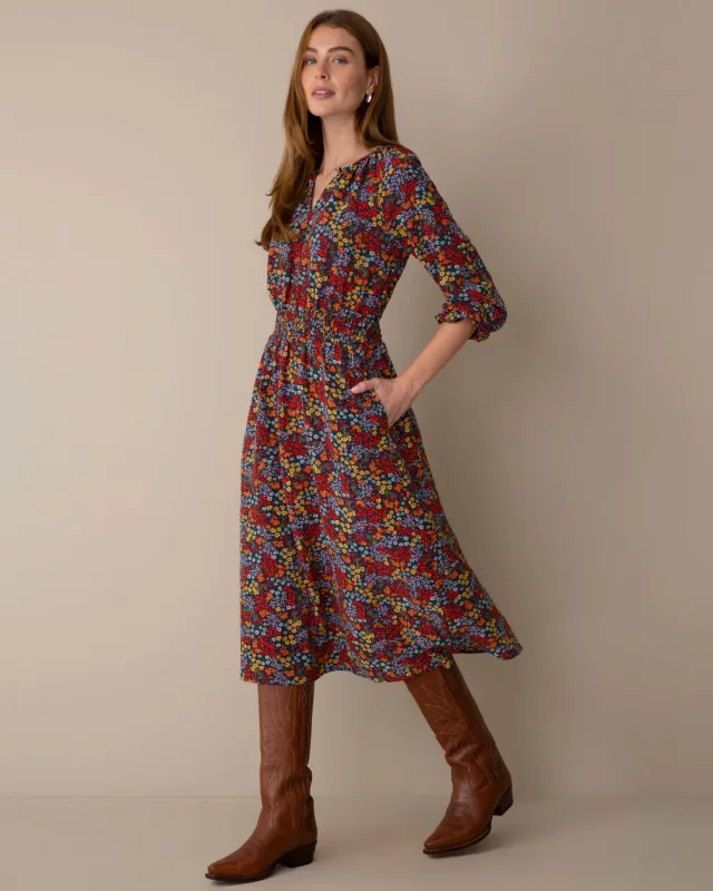 Ramsey Midi Dress in Dark Floral made by Draper James
