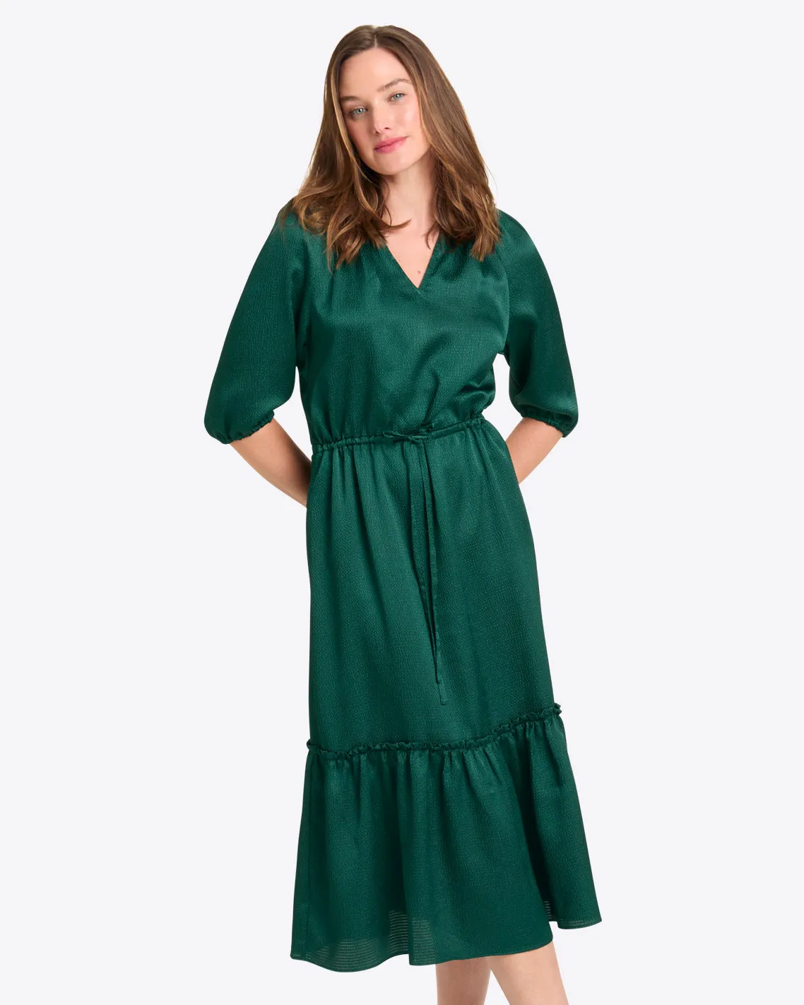 Martina Midi Dress in Hammered Satin sold by Draper James