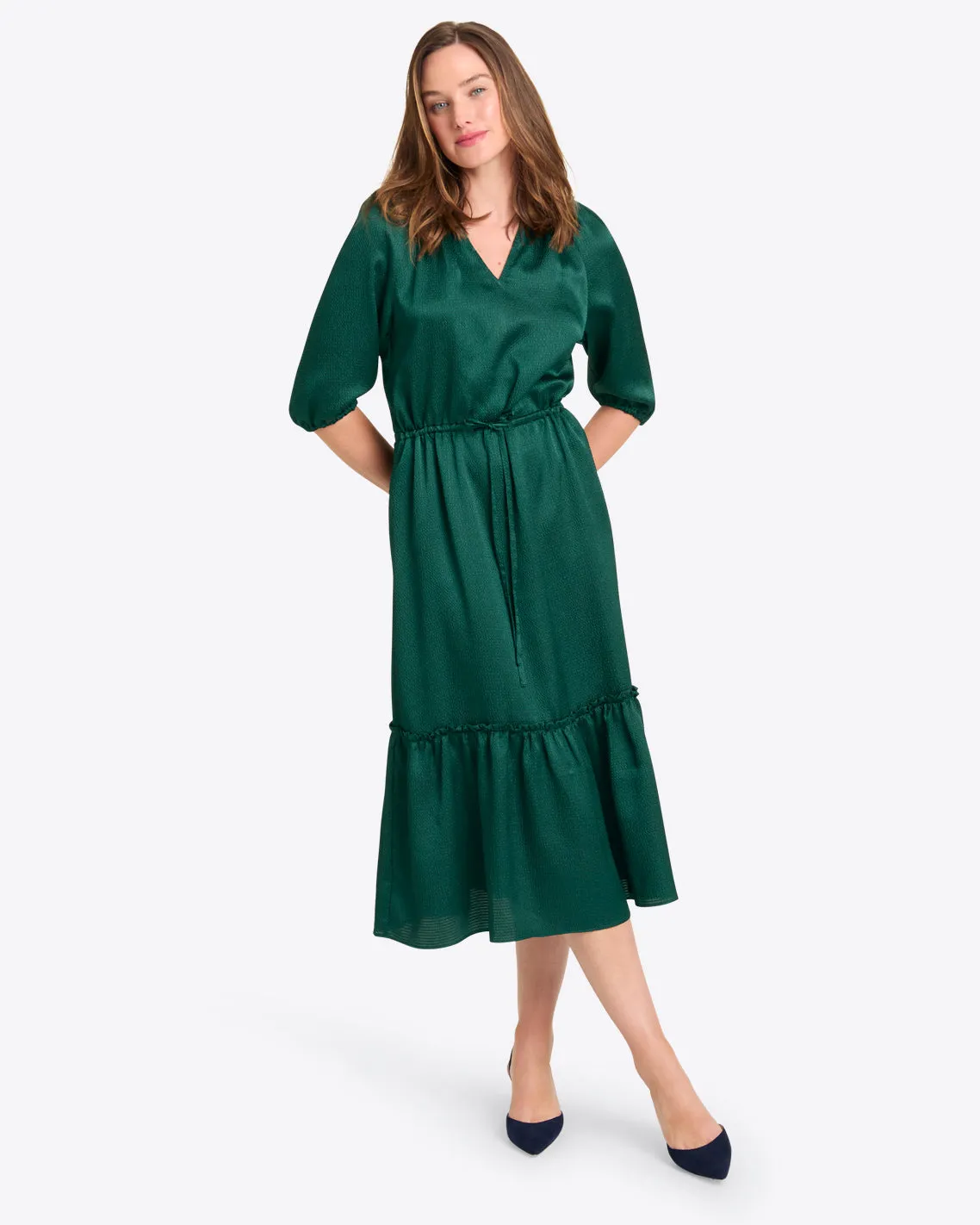 Martina Midi Dress in Hammered Satin sold by Draper James product image thumbnail 4