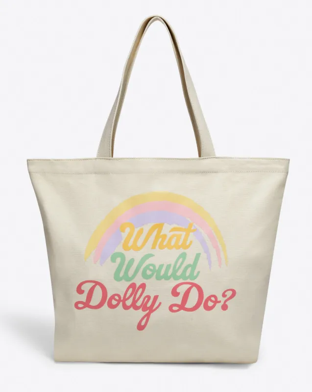 What Would Dolly Do Rainbow Canvas Tote sold by Draper James