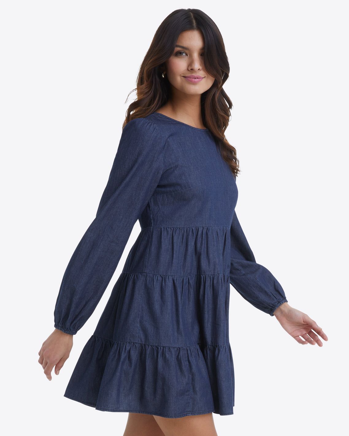 Pam Babydoll Dress in Dark Wash sold by Draper James