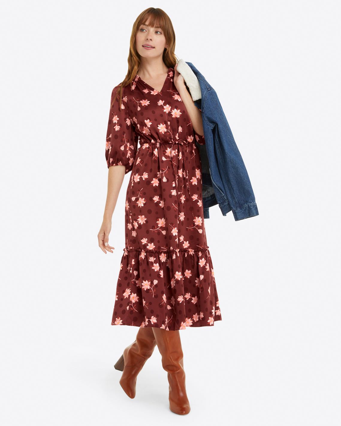 Martina Popover Dress in Magnolia Dot sold by Draper James product image thumbnail 4