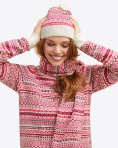 Fairisle Hat with Pom Pom in Pink sold by Draper James
