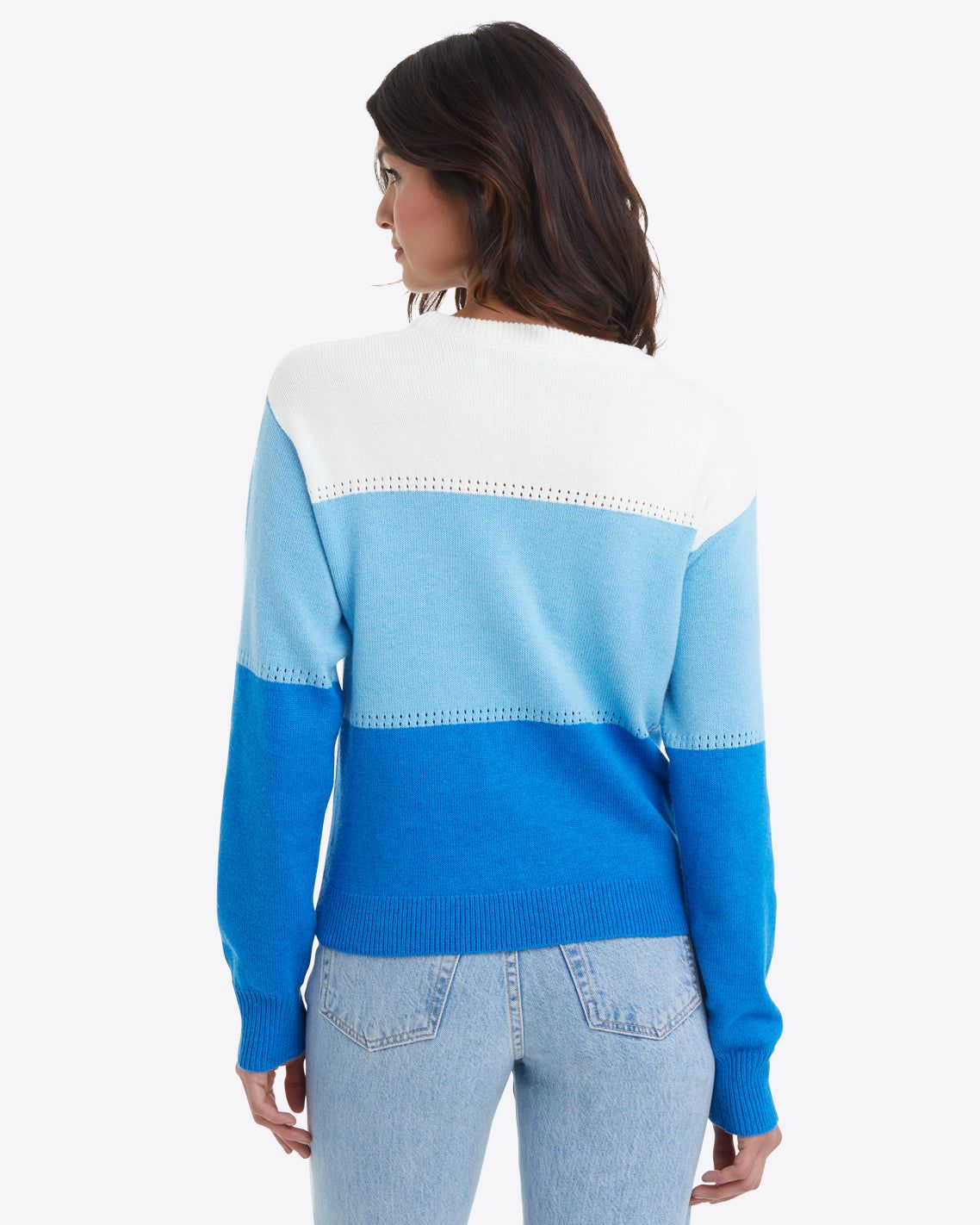 Crewneck Sweater in Blue Colorblock sold by Draper James product image thumbnail 3