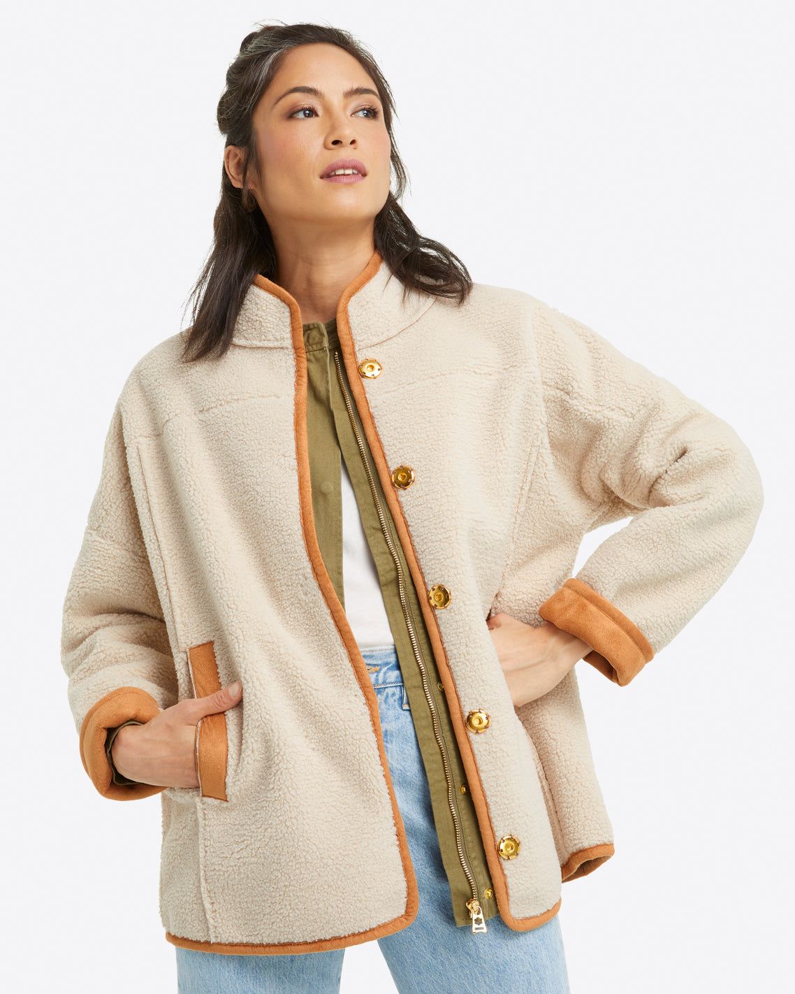 Reversible Sherpa Jacket sold by Draper James