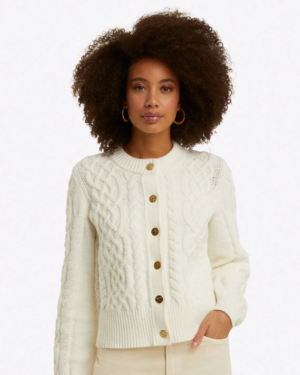 Cable Knit Cardigan in Cotton sold by Draper James