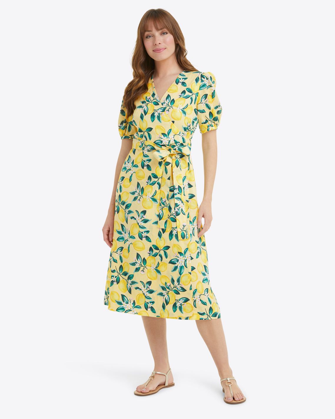 Miranda Wrap Dress in Lemon Blossom sold by Draper James product image thumbnail 3