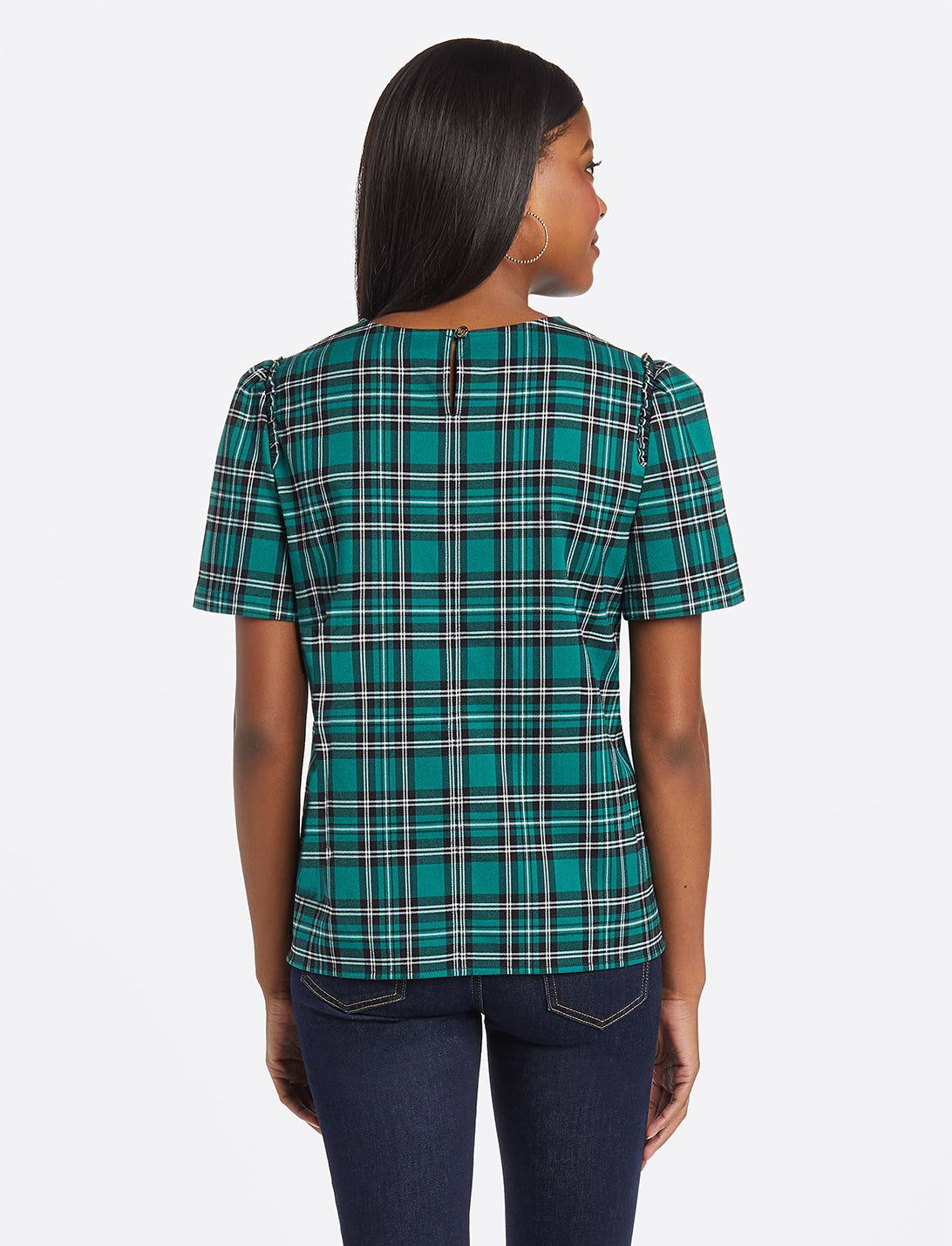 Angie Check Puff Sleeve Blouse sold by Draper James product image thumbnail 2