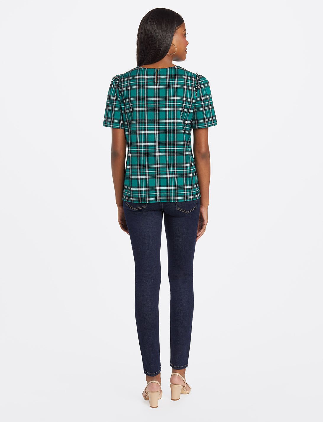 Angie Check Puff Sleeve Blouse sold by Draper James product image thumbnail 4