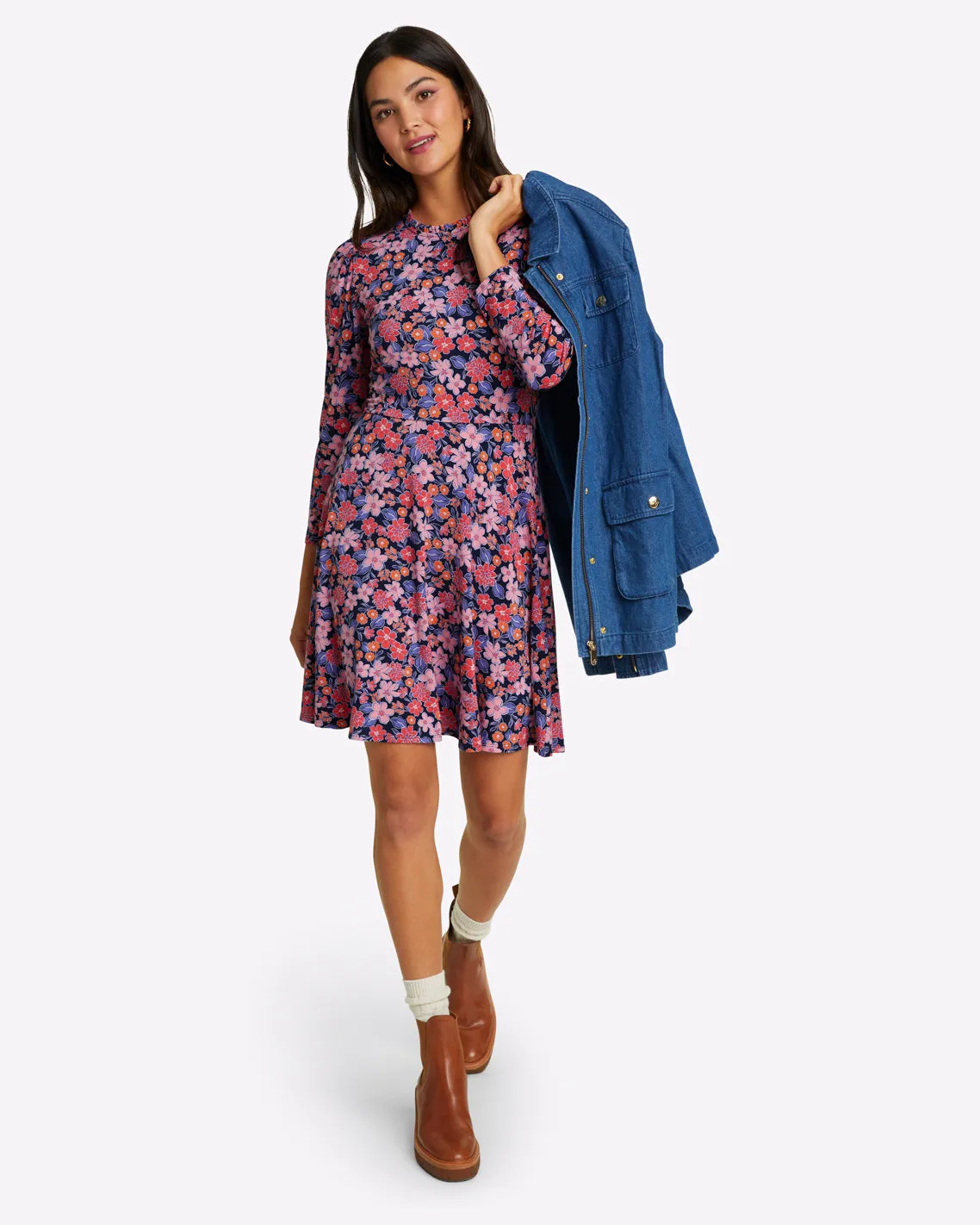 Julia Mini Dress in Abstract Dahlia sold by Draper James product image thumbnail 4
