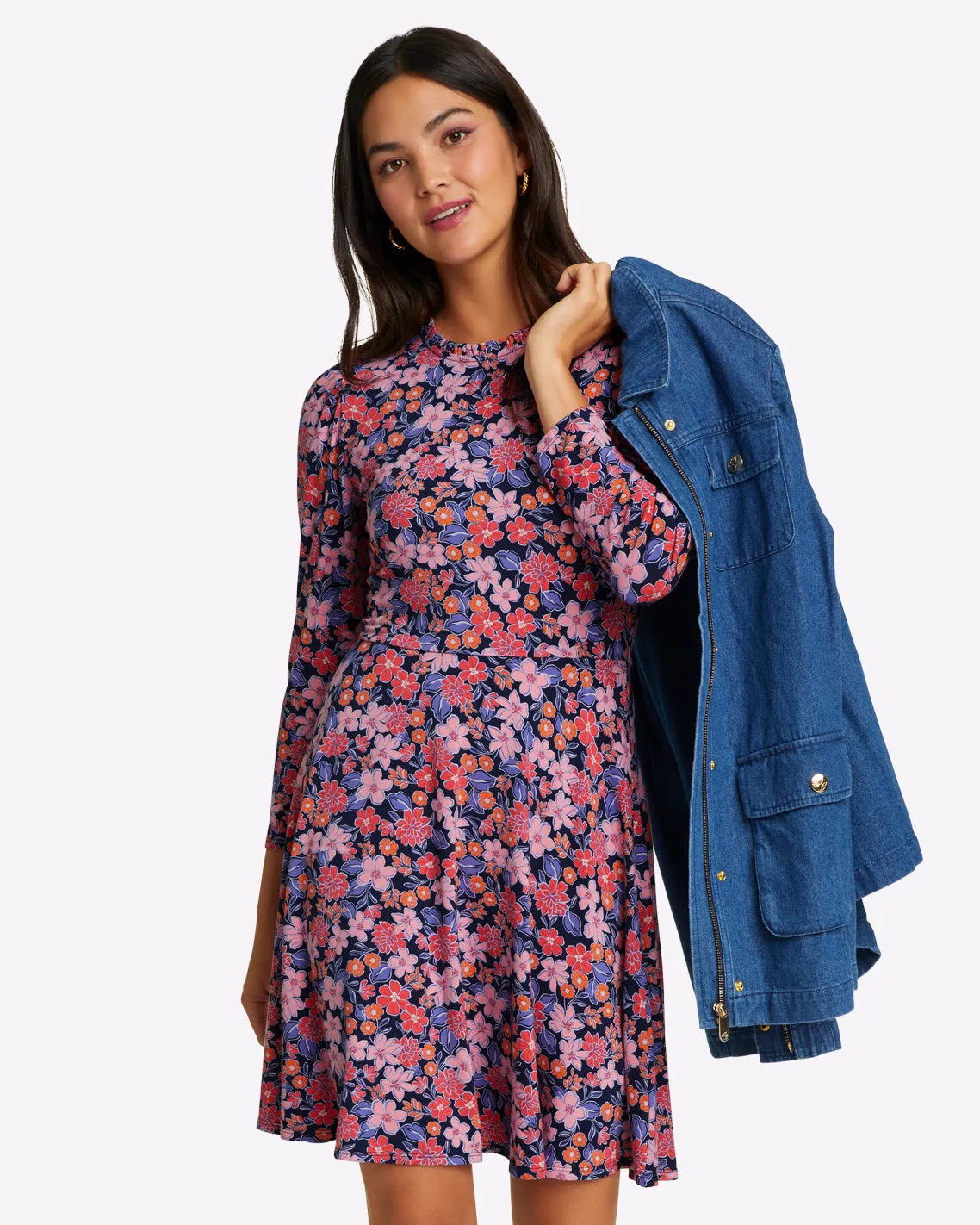 Julia Mini Dress in Abstract Dahlia sold by Draper James