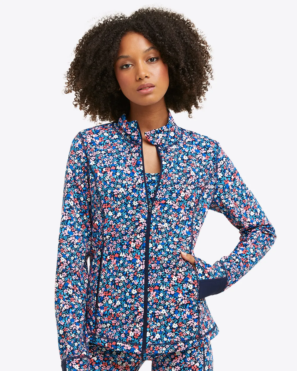 Warm Up Jacket in Allover Ditsy Floral sold by Draper James