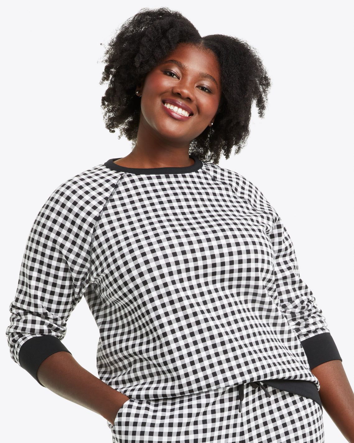 Natalie Sweatshirt in Black Gingham sold by Draper James