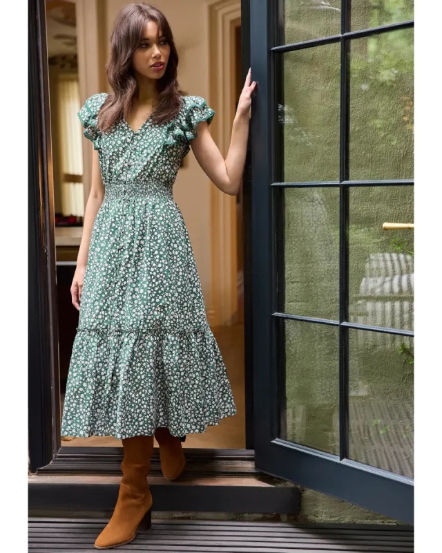 Meg Midi Dress in Gauzy Cotton sold by Draper James