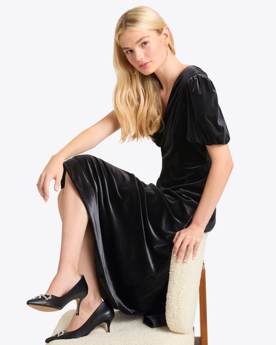 Vivienne Love Circle Midi Dress in Velvet sold by Draper James product image thumbnail 4