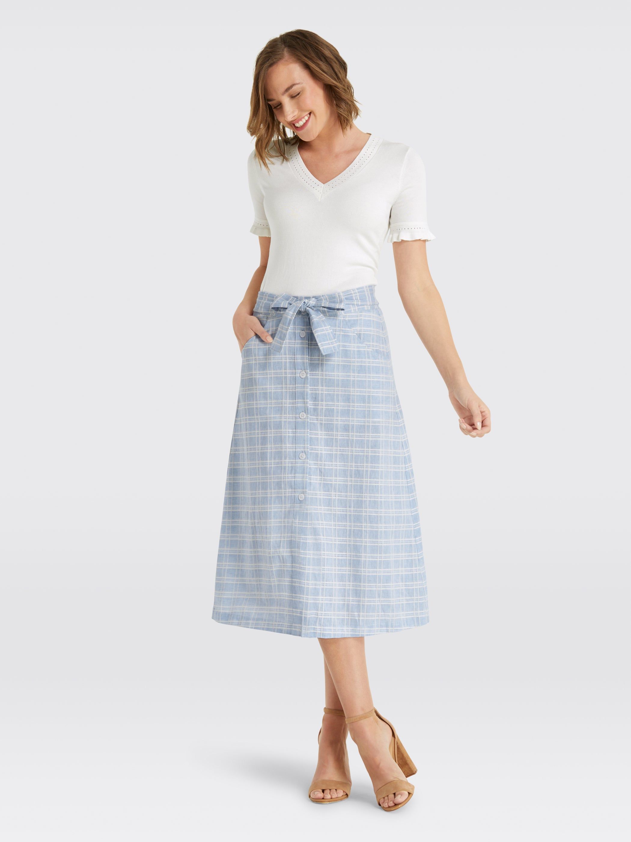 Button Front Skirt sold by Draper James product image thumbnail 4