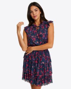 Alana Tiered Mini Dress in Twilight Floral sold by Draper James