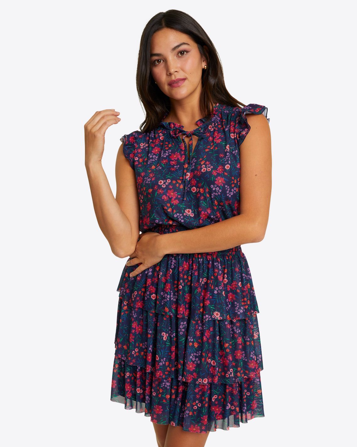 Alana Tiered Mini Dress in Twilight Floral sold by Draper James product image thumbnail 4