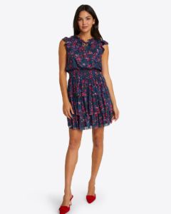 Alana Tiered Mini Dress in Twilight Floral sold by Draper James