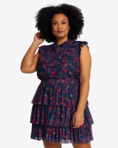 Alana Tiered Mini Dress in Twilight Floral sold by Draper James