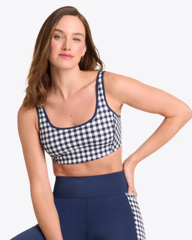 Sports Bra in Navy Gingham sold by Draper James