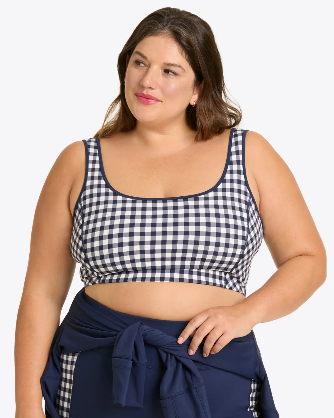 Sports Bra in Navy Gingham sold by Draper James product image thumbnail 3