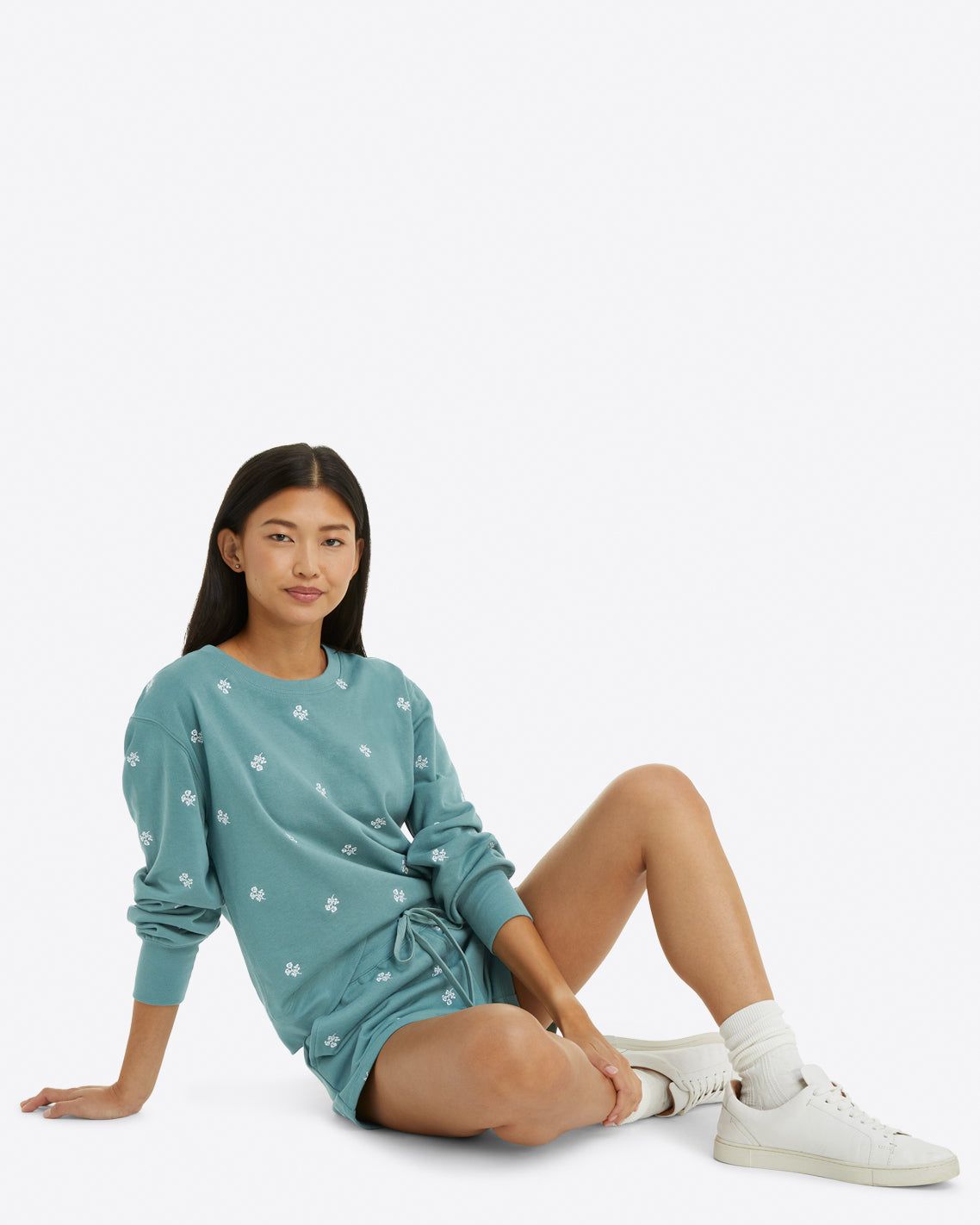 Gretchen Sweatshirt in Embroidered Viola sold by Draper James