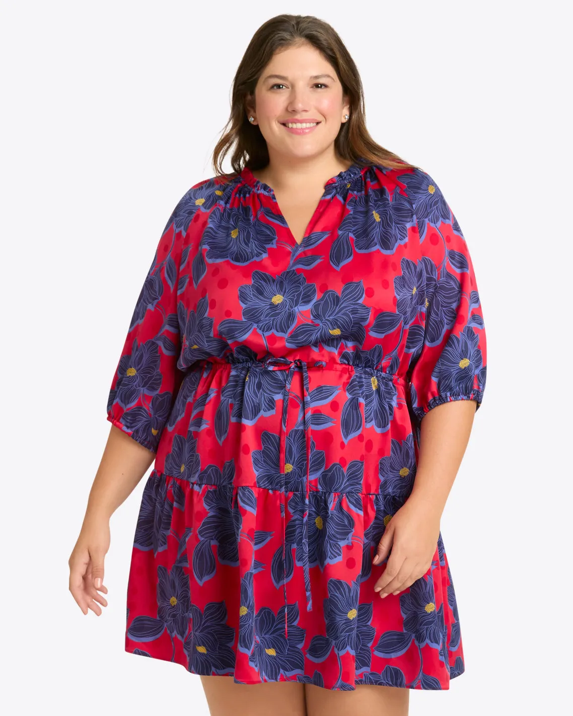 Martina Mini Dress in Magnolia Jacquard Dot sold by Draper James