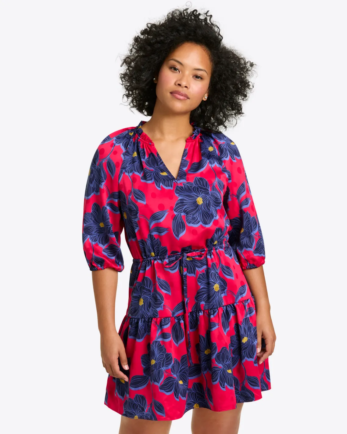 Martina Mini Dress in Magnolia Jacquard Dot sold by Draper James product image thumbnail 3