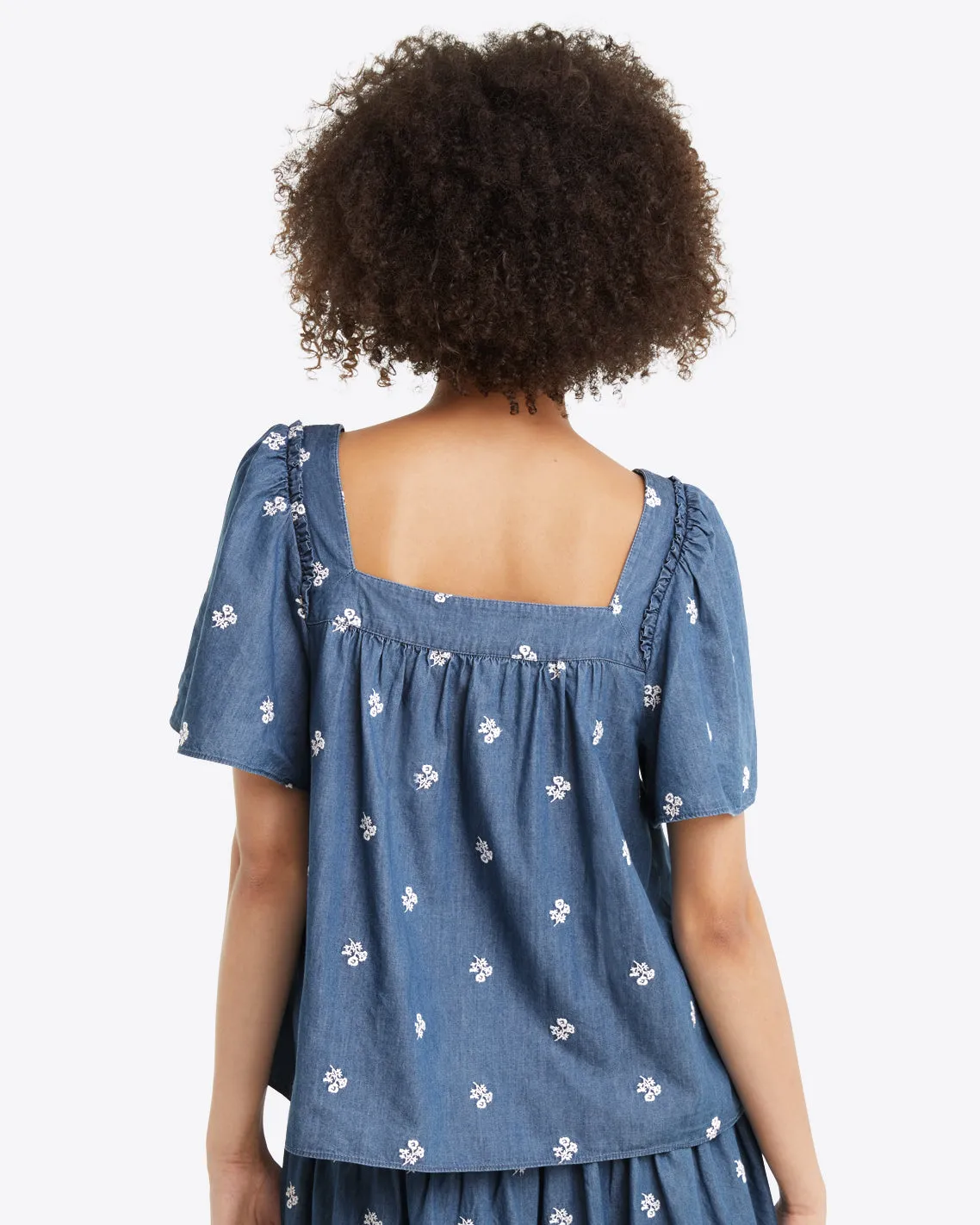 Maren Top in Embroidered Chambray sold by Draper James product image thumbnail 2