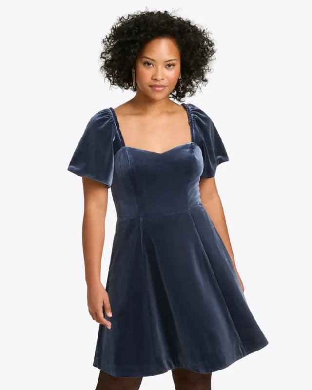 June Love Circle Flutter Sleeve Dress in Velvet sold by Draper James