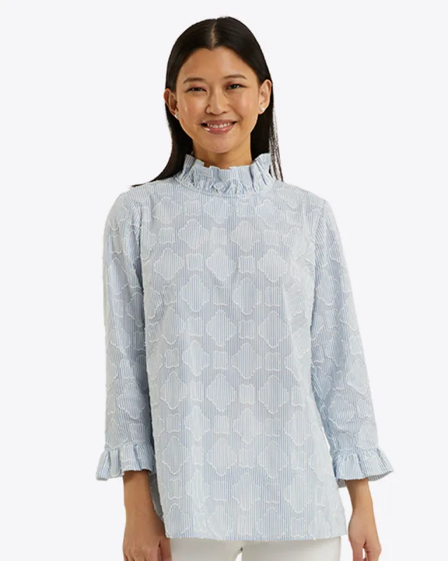 Ingrid Top in Textured Stripe sold by Draper James