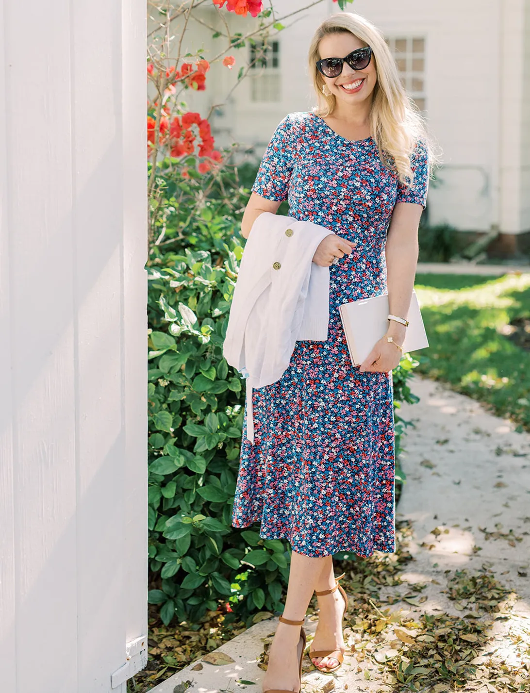 Tammy Midi T-Shirt Dress in Spring Ditsy Floral sold by Draper James product image thumbnail 3
