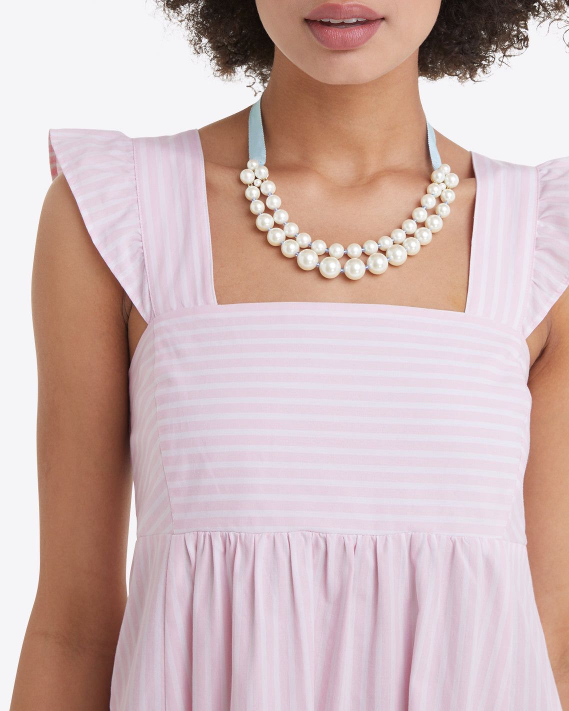 Maddie Babydoll Dress in Pink Stripe sold by Draper James product image thumbnail 5