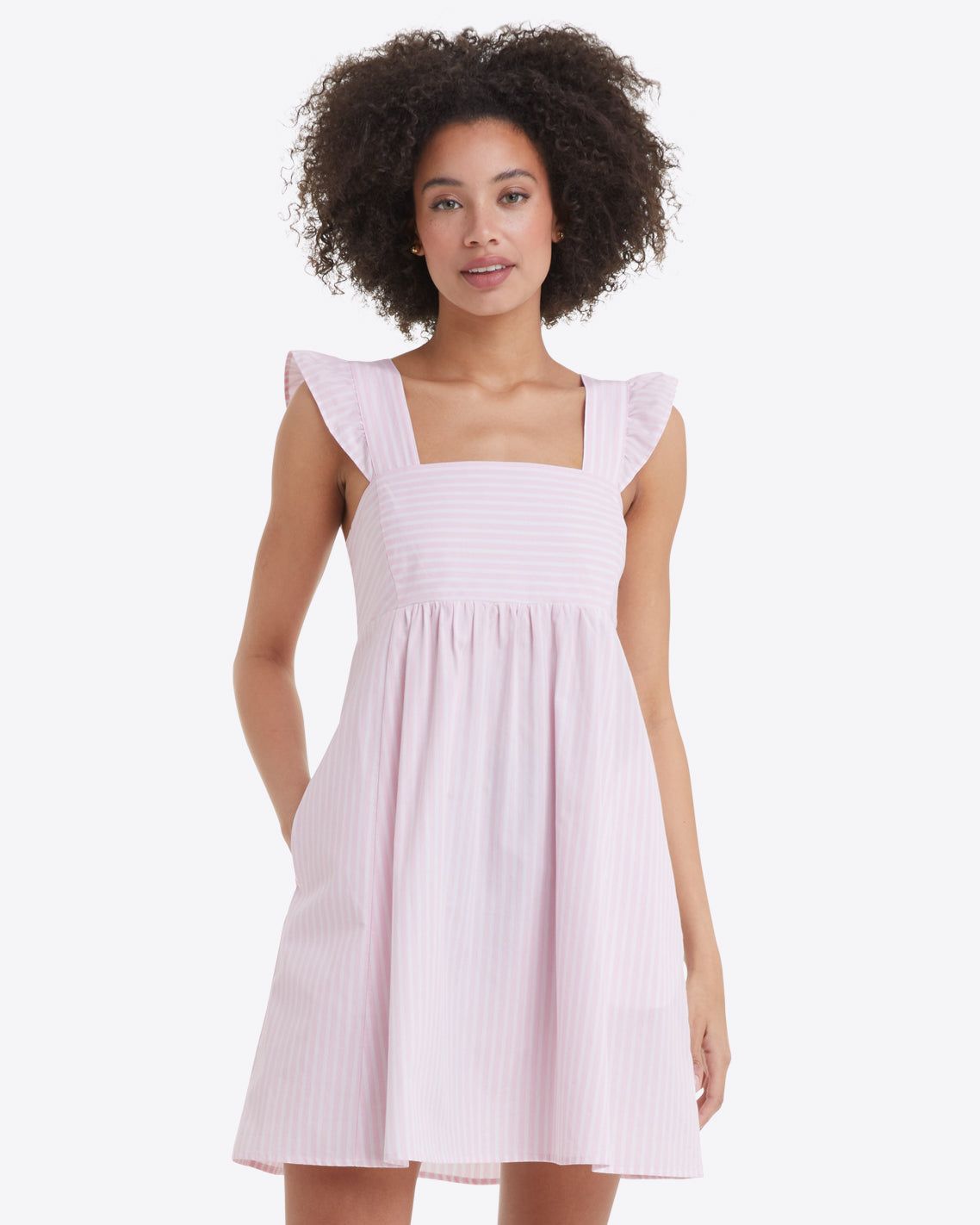 Maddie Babydoll Dress in Pink Stripe sold by Draper James