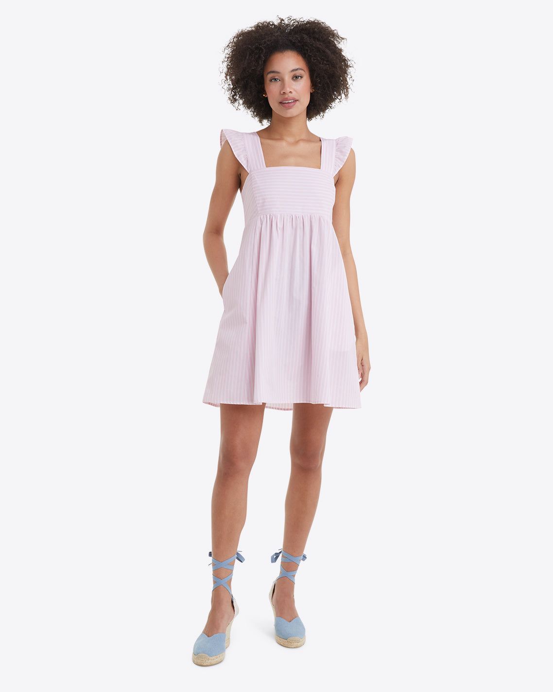 Maddie Babydoll Dress in Pink Stripe sold by Draper James product image thumbnail 4