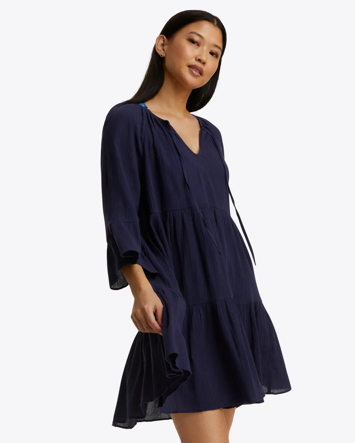 Crinkle Cotton Tiered Coverup sold by Draper James