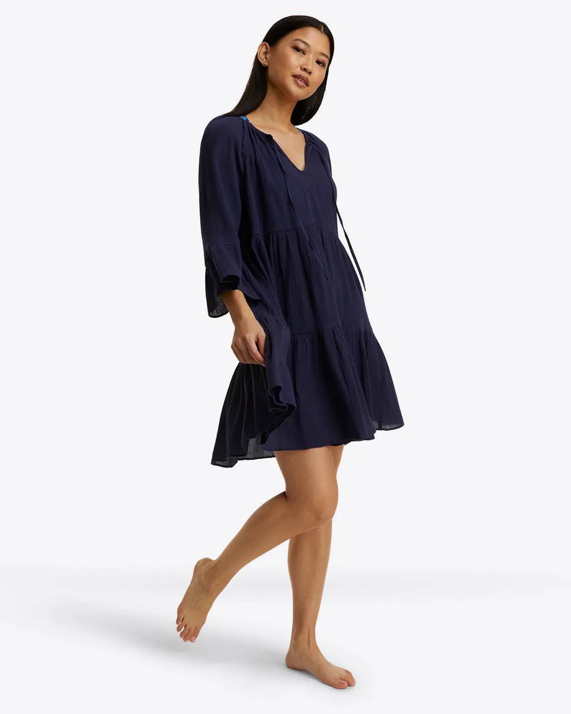 Crinkle Cotton Tiered Coverup sold by Draper James product image thumbnail 3
