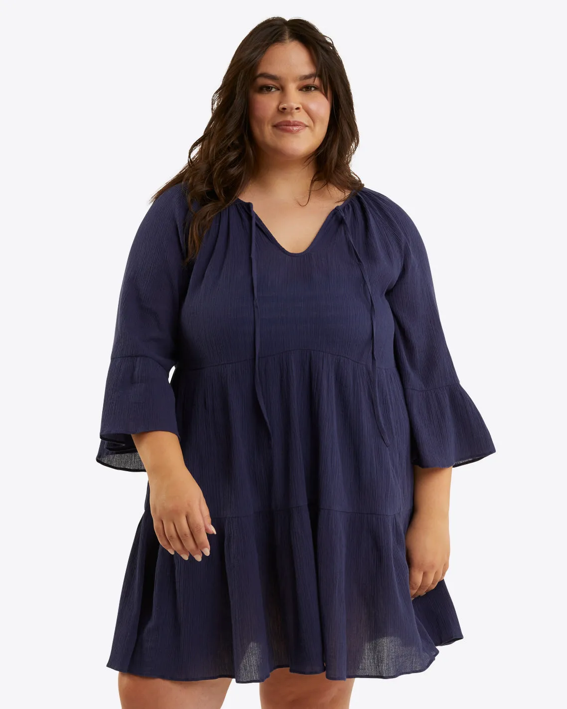 Crinkle Cotton Tiered Coverup sold by Draper James product image thumbnail 4