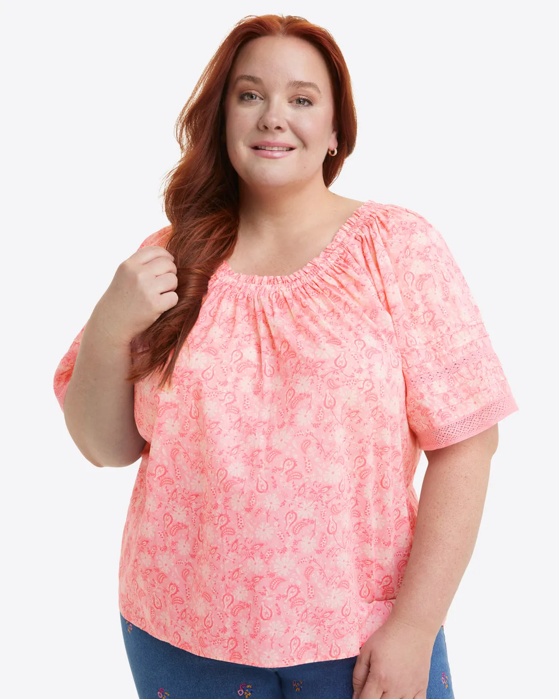 Donna Top in Pink Paisley sold by Draper James product image thumbnail 4