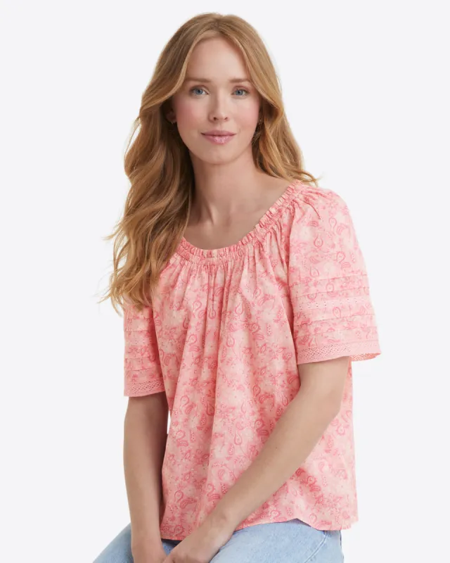 Donna Top in Pink Paisley sold by Draper James