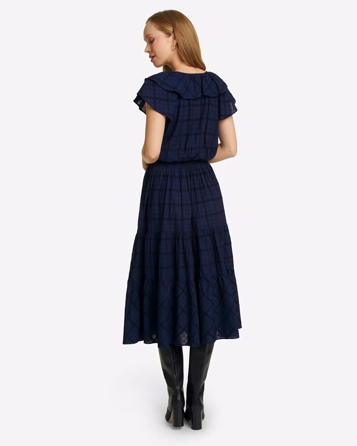 Marie Midi Dress in Pane Plaid sold by Draper James product image thumbnail 4