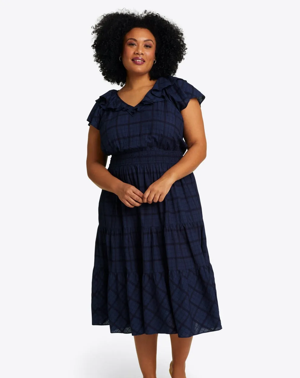 Marie Midi Dress in Pane Plaid sold by Draper James