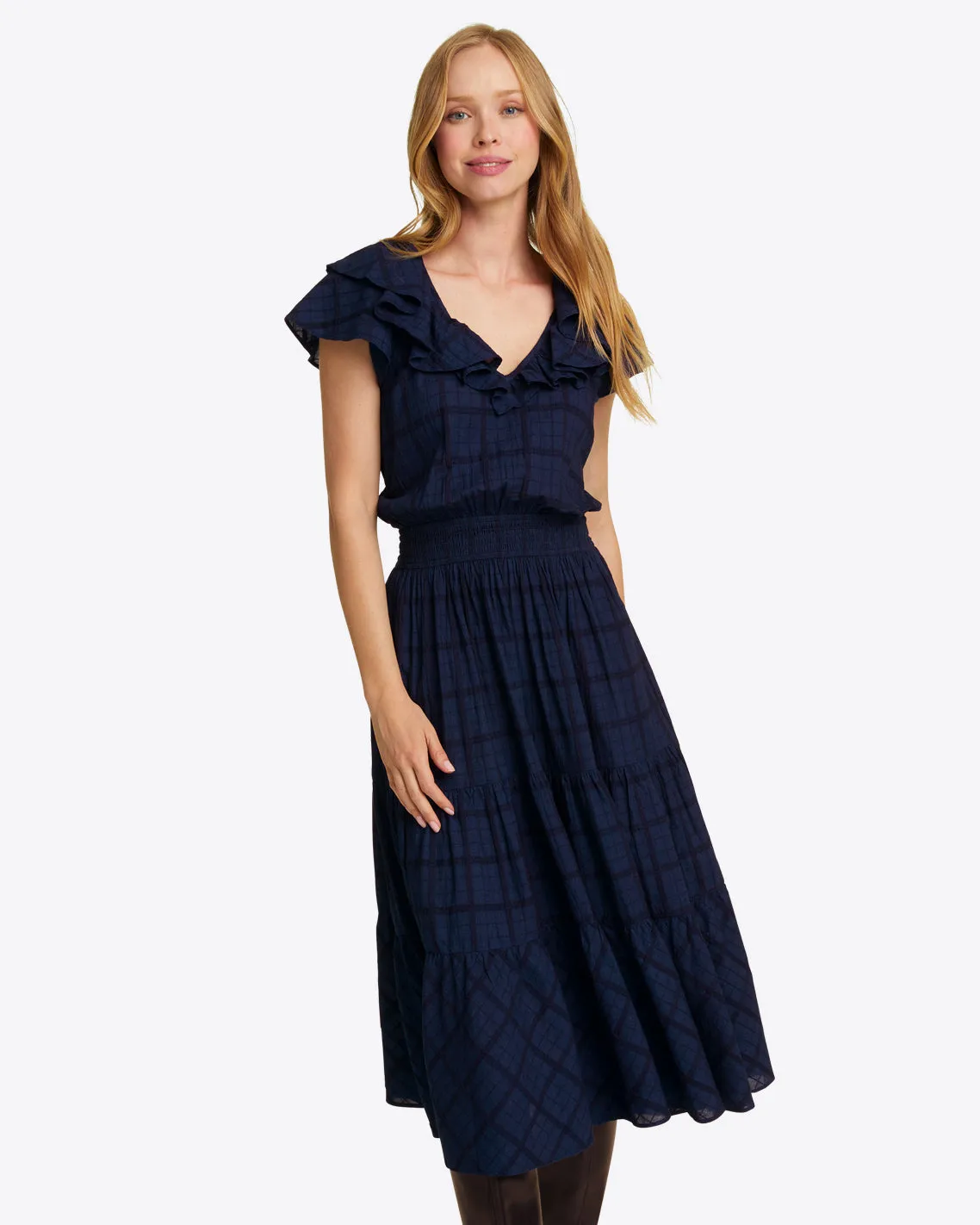 Marie Midi Dress in Pane Plaid sold by Draper James product image thumbnail 3