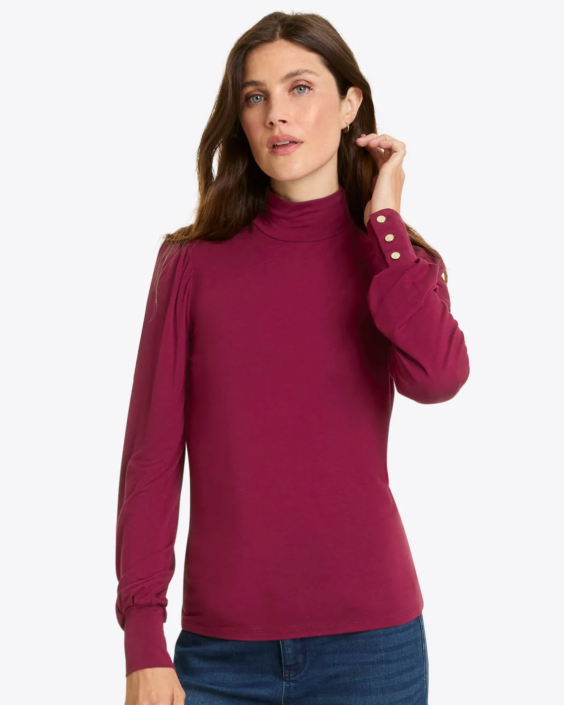 Long Sleeve Puff Mock Neck sold by Draper James